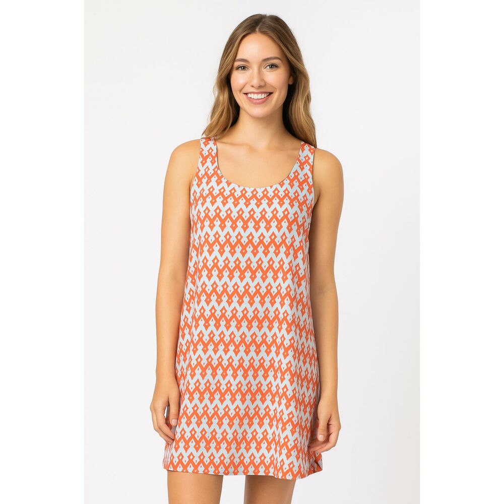 Alice + Olivia Estelle Mini A-line Tank Dress In Batik Print Blue Orange S